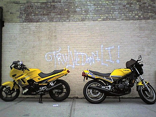 写真: 二台の黄色いバイク